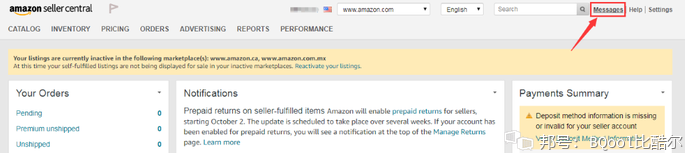 登录亚马逊卖家后台 seller central>点击 messages第二步记事本贴上